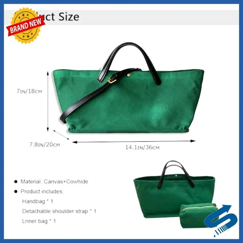 Oversized Canvas Tote Bag with Leather Strap Commuter Travel Handbag Chic